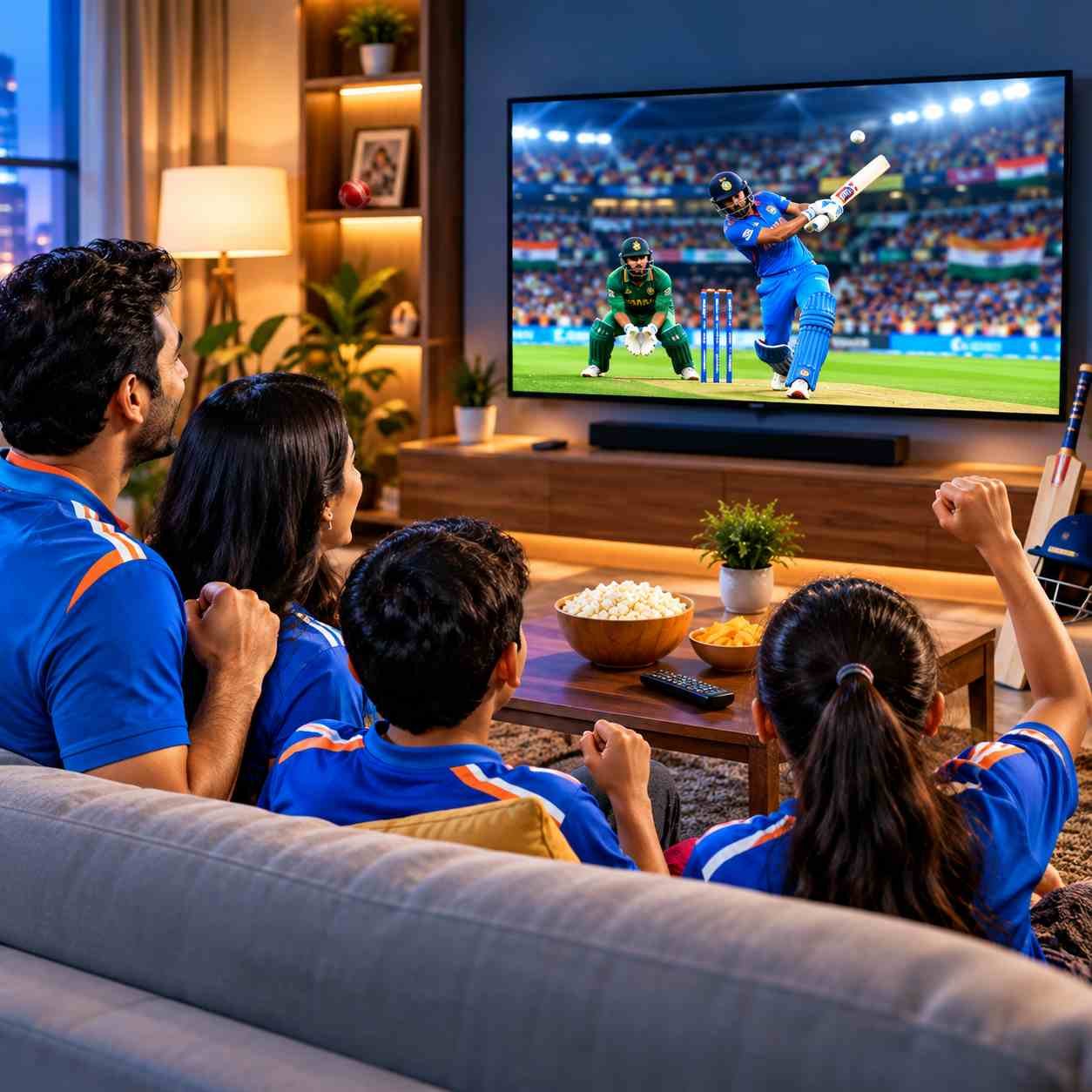 a watching tv at their home